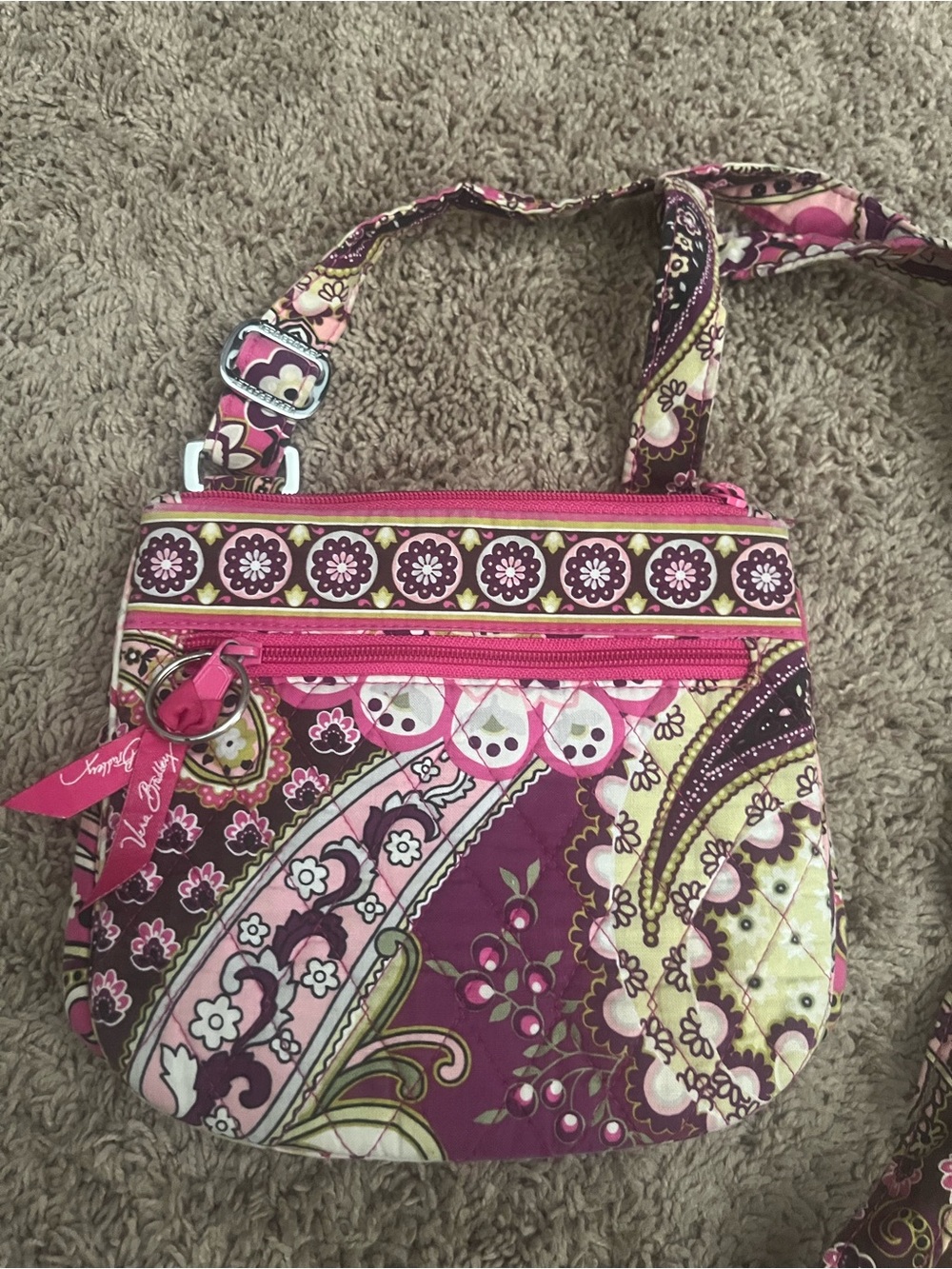 Vera Bradley Quilted Floral Crossbody Bag in Pink & Purple